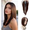 EREE HAIR Topper per Capelli Lisci da 35 cm con Frangetta per Donna, Clip in Pizzo Svizzero Fatto a Mano 9x12 cm con Frangia Topper dall'aspetto Naturale per Capelli Diradati Marrone Cioccolato