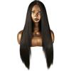 Ser Mulher Parrucca Donna Front Lace 60 cm, Capelli Lunghi Lisci Naturali - Termofibra Resistente al Calore 180° - Effetto Reale, Morbida e Modellabile - Ideale per Uso Quotidiano, (Natural Black), ANNABELLE