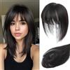 SEA SINGING Toupet in capelli umani per donne con frangia, cuciti a mano con copertura 360° 3D, naturali per capelli sottili - Parrucche per donne (Nero Naturale)