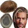 YANAHAIR Protesi Capelli Uomo Yanahair Toupee per Uomini Parrucchini Parrucca Capelli Veri Uomo Parrucche 100% Europeo Capelli Umani Veri Fine Francese Pizzo con PU Toupet (8x10",#4/27/613biondo e marrone)