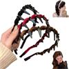 Generico Probabledy Retro High Skull Pearl Headband, Fluffy High Cranial Headband, 1 Second Fluffy High Cranial Effect, Serrated Anti-Slip Teeth for Elegant Daily Wear (E-3PCS)