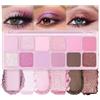 Generic Palette di ombretti, 12 colori opachi e brillanti, set di trucco con specchio, altamente pigmentati, a lunga durata, viola, rosa, per feste e look da sera