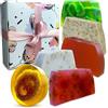 Lu.Flo Saponette Profumate Artiginali - Glicerina - 6x100g - Delicate sulla pelle - Vaniglia con luffa, Miele, Lavanda, Latte di capra con avena, Agrumi, Pompelmo e Lemongrass - Idee regalo donna - Lu.Flo