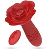 realGOOS Stimolatore anale prostatico rosa rossa vibratore in silicone con telecomando e funzione di spinta ricaricabile USB