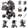 GLOKID passeggino trio 3 in 1, pieghevole, carrozzina reversibile fronte mamma e strada, sistema modulare con carrozzina per neonati, con borsa, zanzariera e parapioggia (PTV9 Cioccolato)