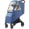 Cosiki Impermeabile per Passeggino Universale Trasparente Resistente Al Freddo per Neonati Scudo Meteorologico per Giornate Piovose Traspirante (Lino Blu)