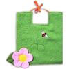 Zigozago - Bavaglino in spugna di cotone foderato Prato con ape ricamata e Fiore 3D applicato | Fatto a Mano | Personalizzabile con Nome | Chiusura: Laccetti | Misura: 20 x 26 cm | Colore: Verde