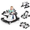 COSTWAY Girello per Bambini 4 in 1, Girello Pieghevole con Altezza e Velocità Regolabili, Carillon con Luci, Volante, Primi Passi per Bambini 6-18 Mesi, Portata 12 kg (Bianco)