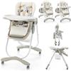 COSTWAY Seggiolone Pappa per Bambini e Neonati, Seggiolone Pieghevole Multifunzione con Ruote, Altezza Regolabile, Poggiapiedi e Schienale, Vassoio Rimovibile, per 6-36 Mesi (Bianco)