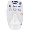 Chicco 81625000000 - Tettarella Fisiologica in silicone, flusso normale, 2 pezzi, 0 mesi
