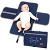AWASG Fasciatoio per bambini, personalizzato con nome cuore, fasciatoio con nome arcobaleno, per salviettine umidificate, pannolini, tappetino fasciatoio in viaggio (blu scuro)
