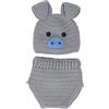 Fdit Puntelli per Fotografia Neonato Costume da Animale Carino Set Unisex Puntelli per Fotografia con Motivo Maialino Set Adatto per Bambini da 0 a 3 Mesi(Grigio cielo profondo)