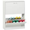 Relaxdays Scarpiera a 2 Scomparti, Scaffale Stretto Salvaspazio Slim, HLP: 80 x 60 x 24 cm, per 12 Paia di Scarpe