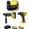 DEWALT STANLEY FatMax Kit SVK20222A (Trapano Avvitatore SFMCD720 + Tassellatore SFMCH900 + 2 Batterie 2,0 Ah + Caricabetterie + Borsa M)