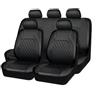 OKMNJHY 9Pcs Pelle Auto Set coprisedili, Per JEEP Renegade 2016-2023 Pelle Impermeabile Set Completo Copri-Sedile Fodere Anteriori e Posteriori Set Coprisedili,B/9pcs Set Black