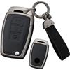 ontto Custodia per chiave auto, cover per chiavi, custodia protettiva adatta per SsangYong XLV Torres Kyron 2 Sanka Actyon Korando Tivoli Musso Rexton Keyless Go 3 tasti -B nero