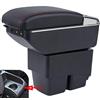 SZSS-CAR - Bracciolo con vano portaoggetti in pelle per auto, compatibile con Ford Fiesta MK7 2009, 2010, 2011, 2012, 2013, 2014, 2015, 2016, 2017 (Nero con 7 porte USB)
