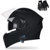 SONGDIQI Casco Modulare Moto Bluetooth Integrato, Casco Moto con Integrale con Doppia Visiera, Casco Integrato Apribile Omologati ECE(C3,XL(61~62cm))