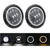IMAWUHM Fari Led Faro Auto Per Benz-G G55 2xLada Auto Motor 7 Pollici Led Faro Hi/Low H4 Luce Halo Angle Eyes DRL Faro(90w Halo light Black)