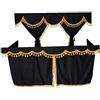 Generic Set di tende per camion nere complete con nappe dorate, adatte per cabine normali [eccetto quelle alte]