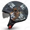 CRUIZER Casco Jet moto Scooter Teschio visiera sole a scomparsa Grigio Opaco (L)