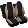 Susy Shop Coprisedili Compatibili Per Up, Con Logo Ricamato, Posteriori divisibili 2/3 MADE IN ITALY Con poggiatesta inclusi, Fodere per sedili Auto (Nero - Beige)