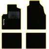 QUEMAR Tappetini Auto compatibili con Panda II 2003-2011 / Kit Tappeti in Moquette e Gomma su Misura (Set 2 Anteriori + 2 Posteriori) / Ricami e Colori Personalizzati (1 Ricamo, Bordo Giallo)
