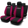 Lupex Shop Copri-sedili Auto Compatibili 500L Nero Fucsia | Set Copri-Sedile Anteriori e Posteriori | Logo Ricamato | Airbag Compatibile | Accessori Auto Interno