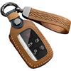 ontto Custodia per chiave auto, adatta per Land Rover Defender Discovery Evoque LR4 Range Rover Sport Jaguar XE XF XJ telecomando portachiavi in pelle accessori auto -A marrone