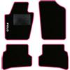 QUEMAR Tappetini Auto compatibili con Polo V 2009-2017 (6R - 6C) / Kit Tappeti Moquette e Gomma su Misura (Set 2 Anteriori + 2 Posteriori) / Ricami e Colori Personalizzati (1 Ricamo, Bordo Rosa)