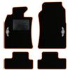 QUEMAR Tappetini Auto compatibili con MINI R50 R52 Cabrio R53 2001-2007/ Kit Tappeti Moquette e Gomma su Misura (Set 2 Anteriori+2 Poster.)/ Ricami e Colori Personalizzati (Bordo Arancio, 2 Ricami)