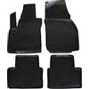 J&J AUTOMOTIVE Tappetini Auto in Gomma su Misura per Opel Meriva B 2010-2017, Set da 4 Pezzi, Bordo Alto 4 cm, Antiscivolo, Inodore, Colore Nero