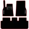 QUEMAR Tappetini Auto compatibili con Tesla Model S dal 2021 / Kit Tappeti Moquette e Gomma su Misura (Set 2 Anteriori + 1 Posteriore) / Ricami e Colori Personalizzati (Bordo Rosso, 2 Ricami)
