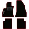 QUEMAR Tappetini Auto per 500L 2012-2022, Bordo Rosso, 1 Ricamo | Kit Tappeti Moquette e Gomma su Misura / Set 2 Anteriori + 2 Posteriori / Ricami e Colori Personalizzati / Antiscivolo