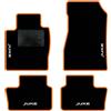QUEMAR Tappetini Auto compatibili con Nissan Juke II dal 2020 anche Hybrid/Kit Tappeti Moquette e Gomma su Misura (Set 2 Anter.+2 Poster.)/ Ricami e Colori Personalizzati (Bordo Arancio, 4 Ricami)