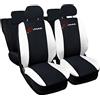 Auto Accessori Lupex Coprisedili Compatibili per C-Max dal 2003 al 2019, Set Anteriori o Completo 12 Pezzi, in Policotone Traspirante MADE IN ITALY (Set Completo Nero - Bianco)