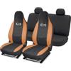 Auto Accessori Lupex Coprisedili Compatibili per Citroen C1 2005-2022 | Kit completo, Made In Italy, Copri poggiatesta anteriori integrato, Policotone, Nero Arancione