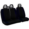 Lupex Shop Set Coprisedili Universali per Furgone 3 Posti misto Cotone poliestere, singolo + doppio, Cintura Alta, colore Nero - Blu Scuro