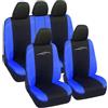 Lupex Shop Auto Accessori Lupex Coprisedili Auto Universali Modello Racing, Set Fodere per Protezione Sedili Anteriori e Posteriori (Nero - Blu Royal)