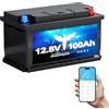 Elfhub LiFePO4 12 V 100 AH batteria auto Bluetooth 100 A BMS oltre 5000 volte ciclo basso, batteria al litio 1280 W, protezione da spegnimento a bassa temperatura per camper, campeggio, barca