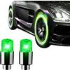 MasYosh Cappucci per valvole auto, 2 pezzi universali fluorescenti per pneumatici auto, cappucci per valvole pneumatici, coperture per steli luminosi al buio, per auto, biciclette e moto, pneumatici