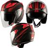 A-Pro Jet Casco Moto Visiera Doppia Scooter Certificato ECE 22-06 Nero Opaco Rosso XL