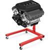 GYMAX Carrello Motore, con capacità di 3/8 Tonnellate e Testa Girevole a 360°, 3 Ruote, 4 Bracci Regolabili, Supporto Motore Pesante per Officina Meccanica, Garage, Rosso (Modello 680kg)