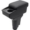 KAERGK bracciolo auto per Fiat 500 console centrale per auto doppio vano con portabicchiere 2 connettori USB montaggio semplice linea nera