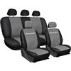Lupex Shop Copri-sedili Auto Compatibili Panda Seconda Serie (mod.169) Versione Intera | Grigio Chiaro Nero | Set Copri-Sedile Anteriori e Posteriori | Logo Ricamato | Accessori Auto
