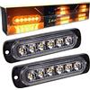 RIGIDON 2 Pz Arancione 6 LED Lampada di Emergenza Strobo Barra Luminosa, 12V 24V Impermeabile Luce Lampeggiante per Camion Auto Trattori Elevatori SUV 4x4 Veicolo
