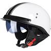 VVPEC Mezzo Casco Jet Caschi Moto Retrò Casco Scodella Portatile, ECE Omologato Mezzo Elmetto da Moto Retrò con Pare-soleil Rétractable per Uomo Donna Biker Cruiser Scooter Touring(4,M(57~58CM))