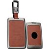 ontto Custodia per chiave auto ontto per Renault Express Zoe E-Tech Captur 2 2021-2025, custodia in metallo con copertura in pelle e portachiavi, accessorio marrone