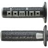 MES Domino COPPIA MANOPOLE IN GOMMA SCRITTA DOMINO GRANDE MODELLO A360 IN GOMMA BICOLORE NERO/GRIGIO PER MOTO OFF ROAD CROSS/ENDURO Lunghezza: 120 mm