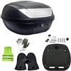 MOTO SPORT MONDO COMPATIBILE CON PIAGGIO MP3 YOURBAN 300 SPORT i.e. LT BAULETTO 52 LITRI SIFAM COMPLETO DI PIASTRA+MANIGLIA+KIT MONTAGGIO VALIGIA BAULE PER PORTAPACCHI MOTO SCOOTER PER 2 CASCHI NERO OPACO